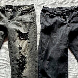 2 Pair New Shein Black Skinny High Waist Jeans